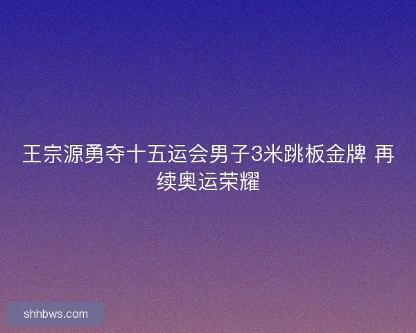 王宗源勇夺十五运会男子3米跳板金牌 再续奥运荣耀