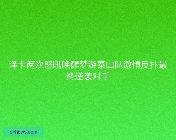 泽卡两次怒吼唤醒梦游泰山队激情反扑最终逆袭对手