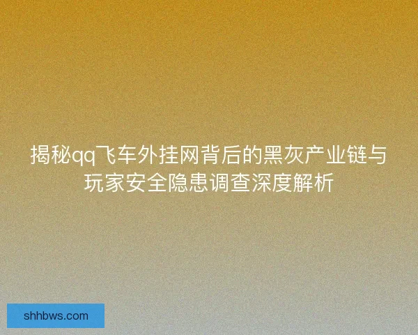 揭秘qq飞车外挂网背后的黑灰产业链与玩家安全隐患调查深度解析